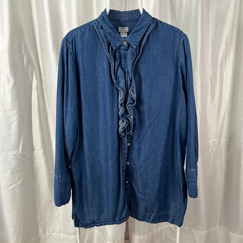 Ruffle Denim Tunic